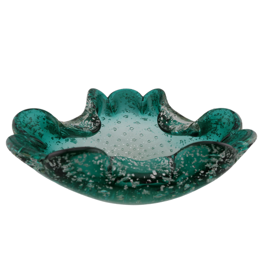 Vintage Murano Bullicante Art Glass Bowl with Metallic Inclusions