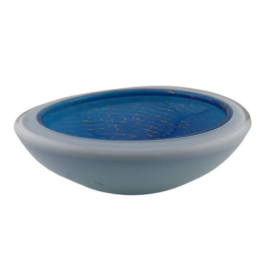 Vintage Murano Blue and White Art Glass Bowl