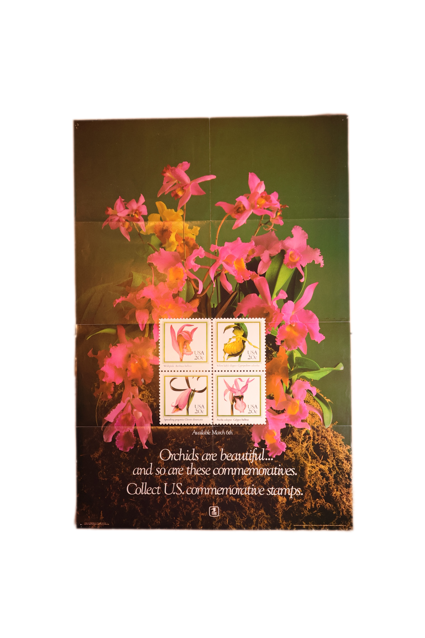 AMERIPEX 86 Orchids Commemorative Stamps Poster 23”x35”