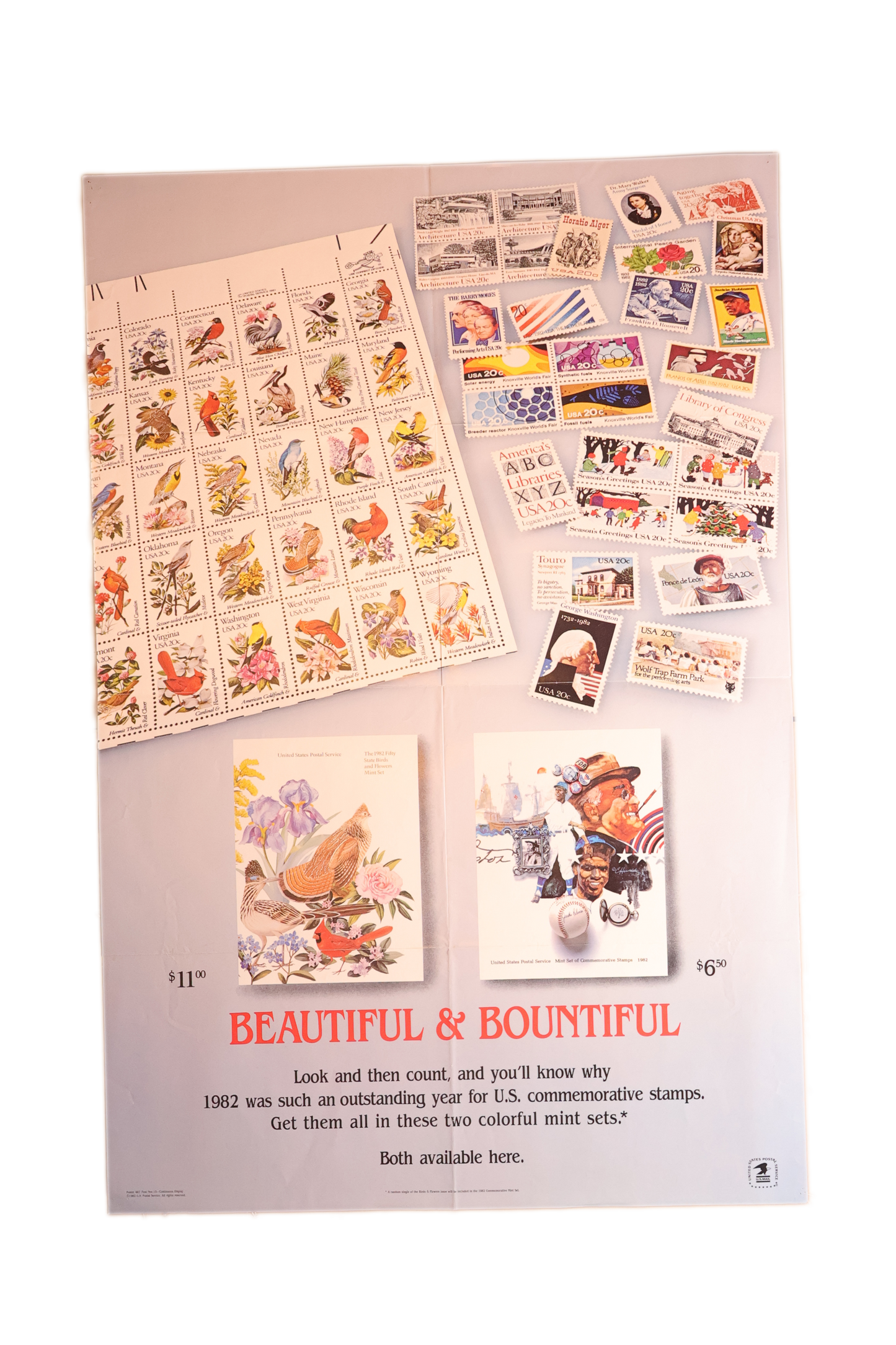 1982 U.S Commemorative Stamps Poster 23”x35”