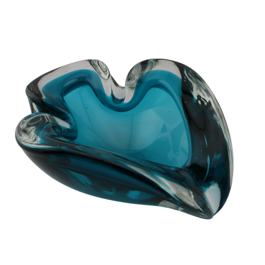 Vintage Murano Blue Sommerso Art Glass Freeform Bowl