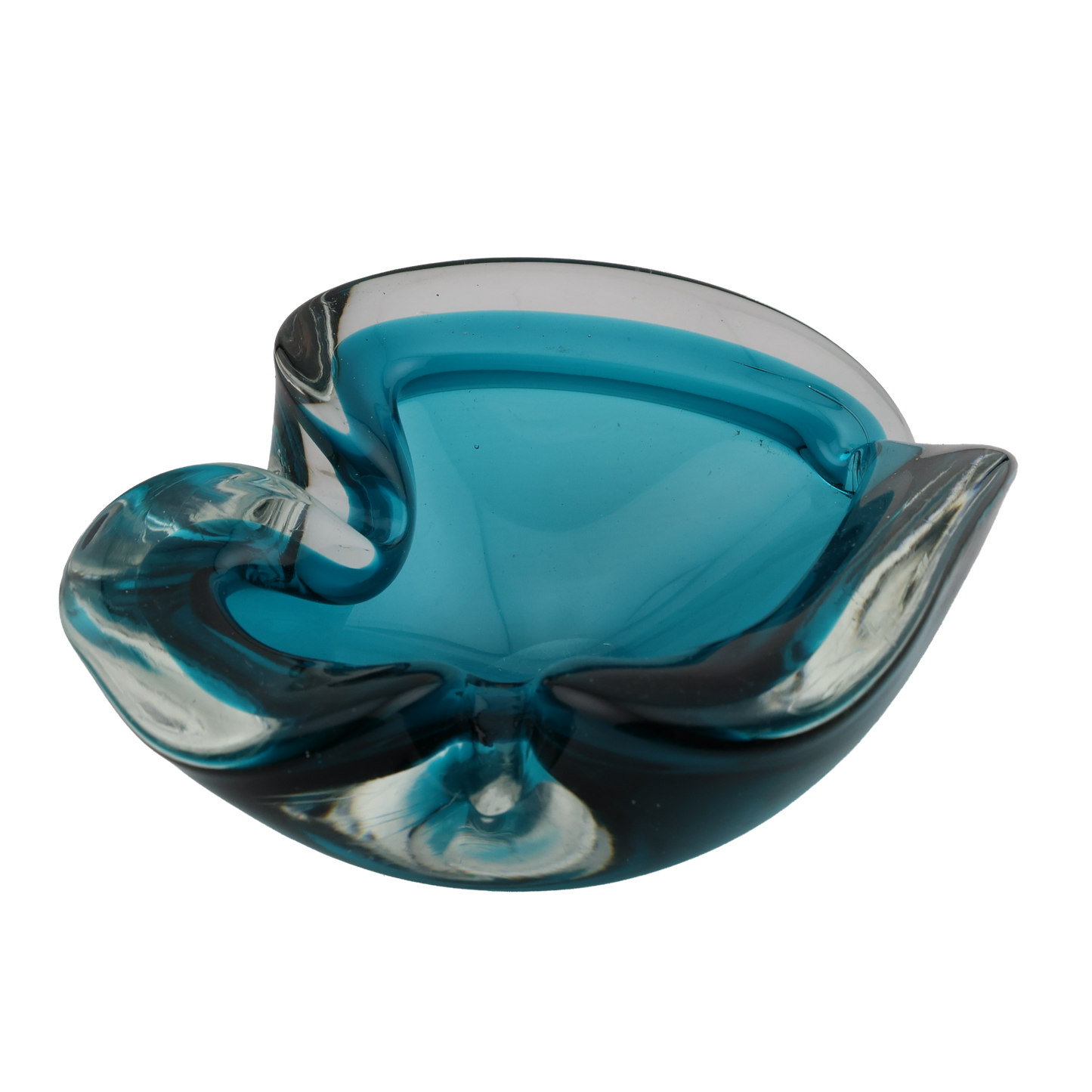 Vintage Murano Blue Sommerso Art Glass Freeform Bowl