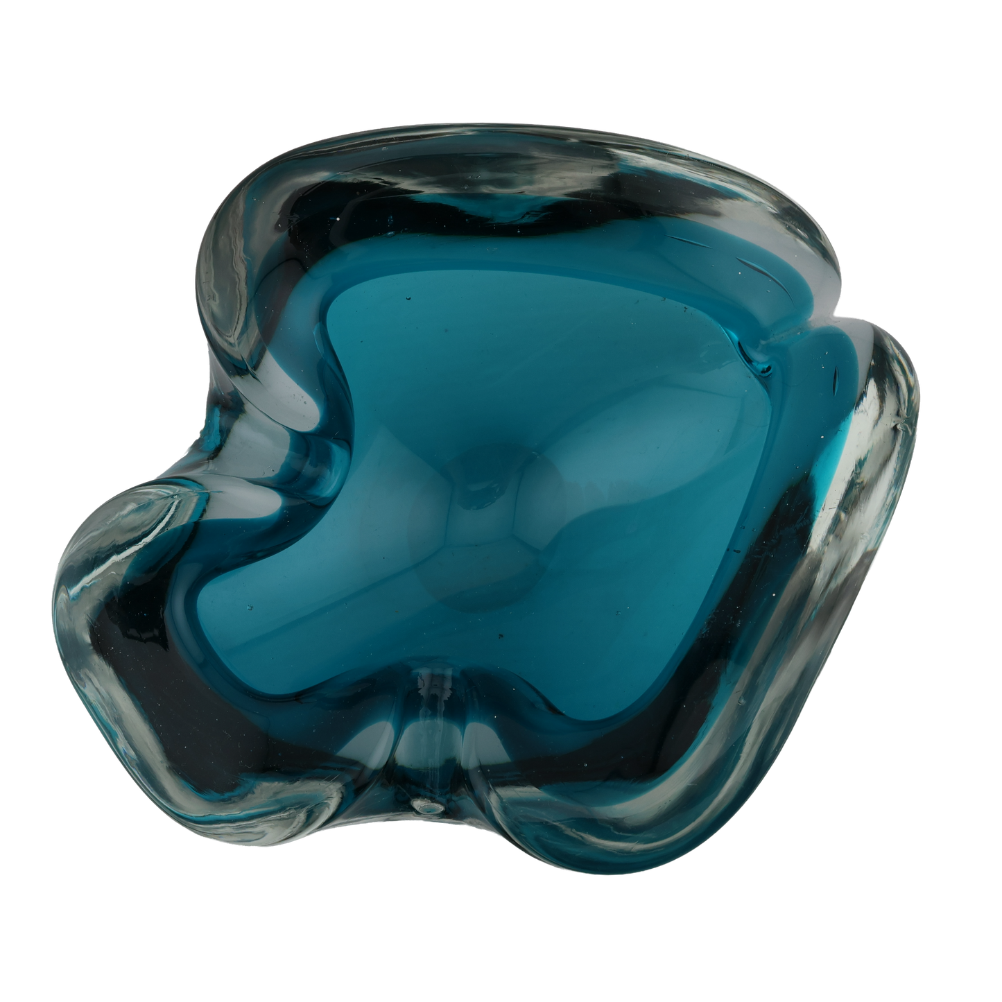 Vintage Murano Blue Sommerso Art Glass Freeform Bowl