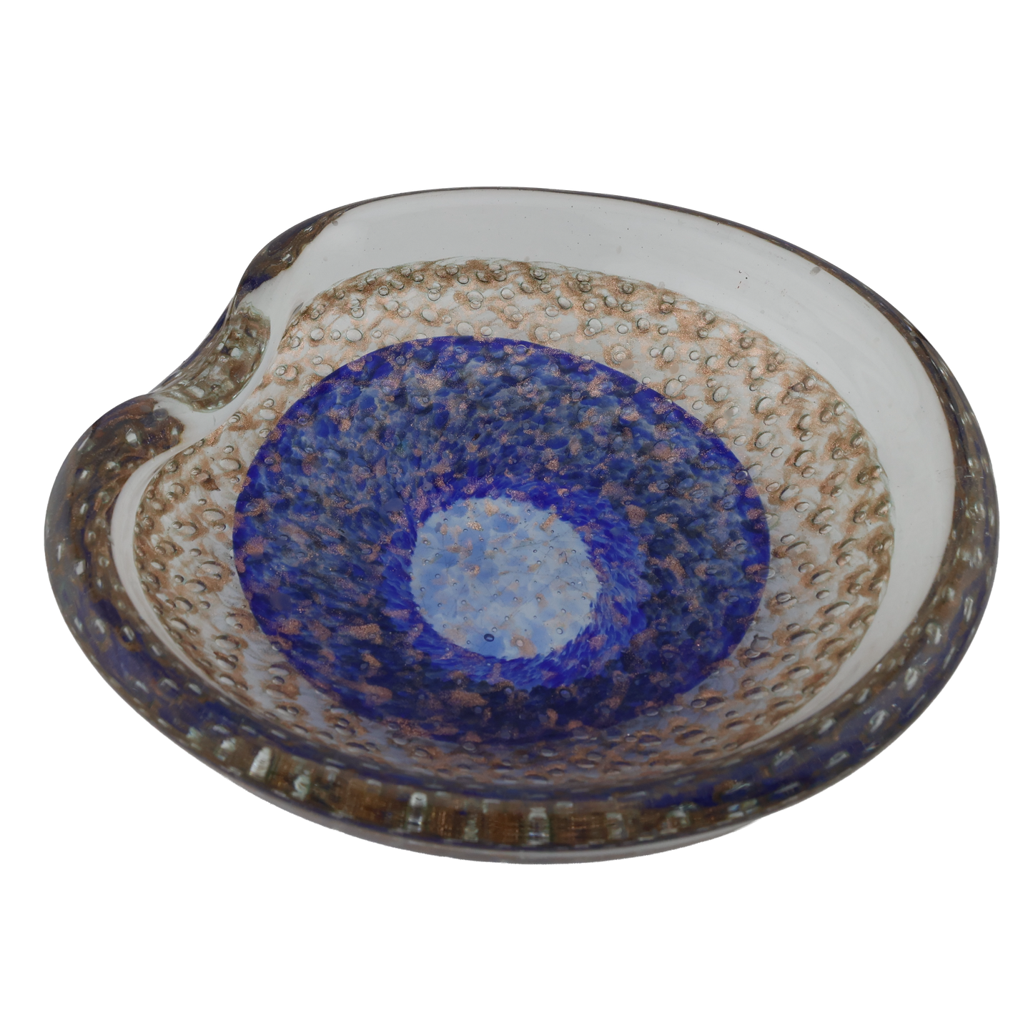 Vintage Blue and Gold Fleck Art Glass Bowl