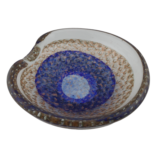 Vintage Blue and Gold Fleck Art Glass Bowl