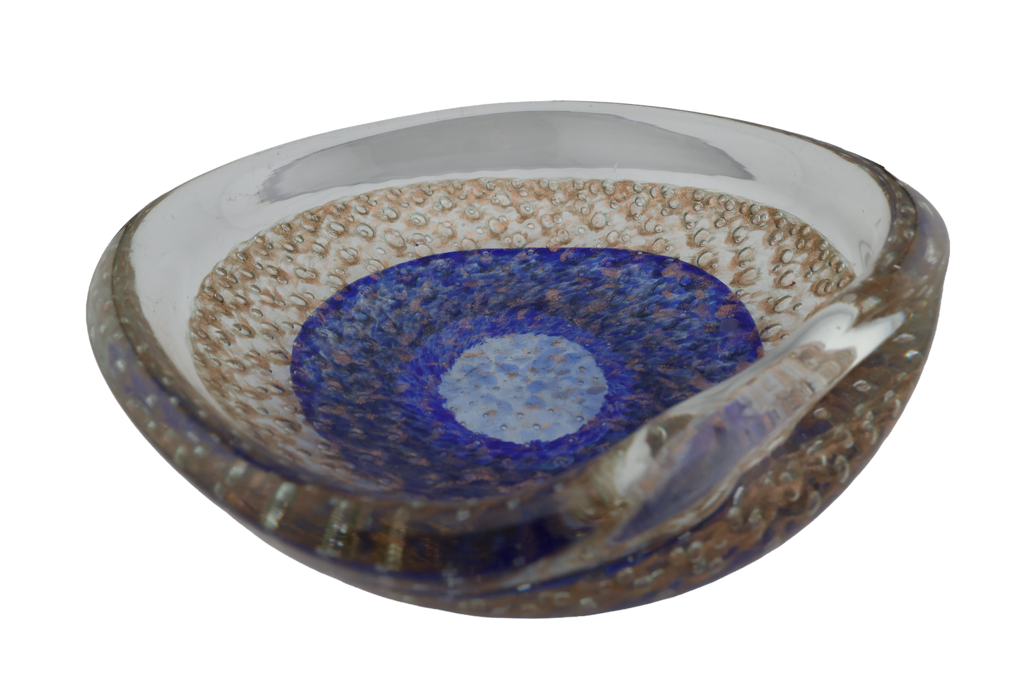 Vintage Blue and Gold Fleck Art Glass Bowl