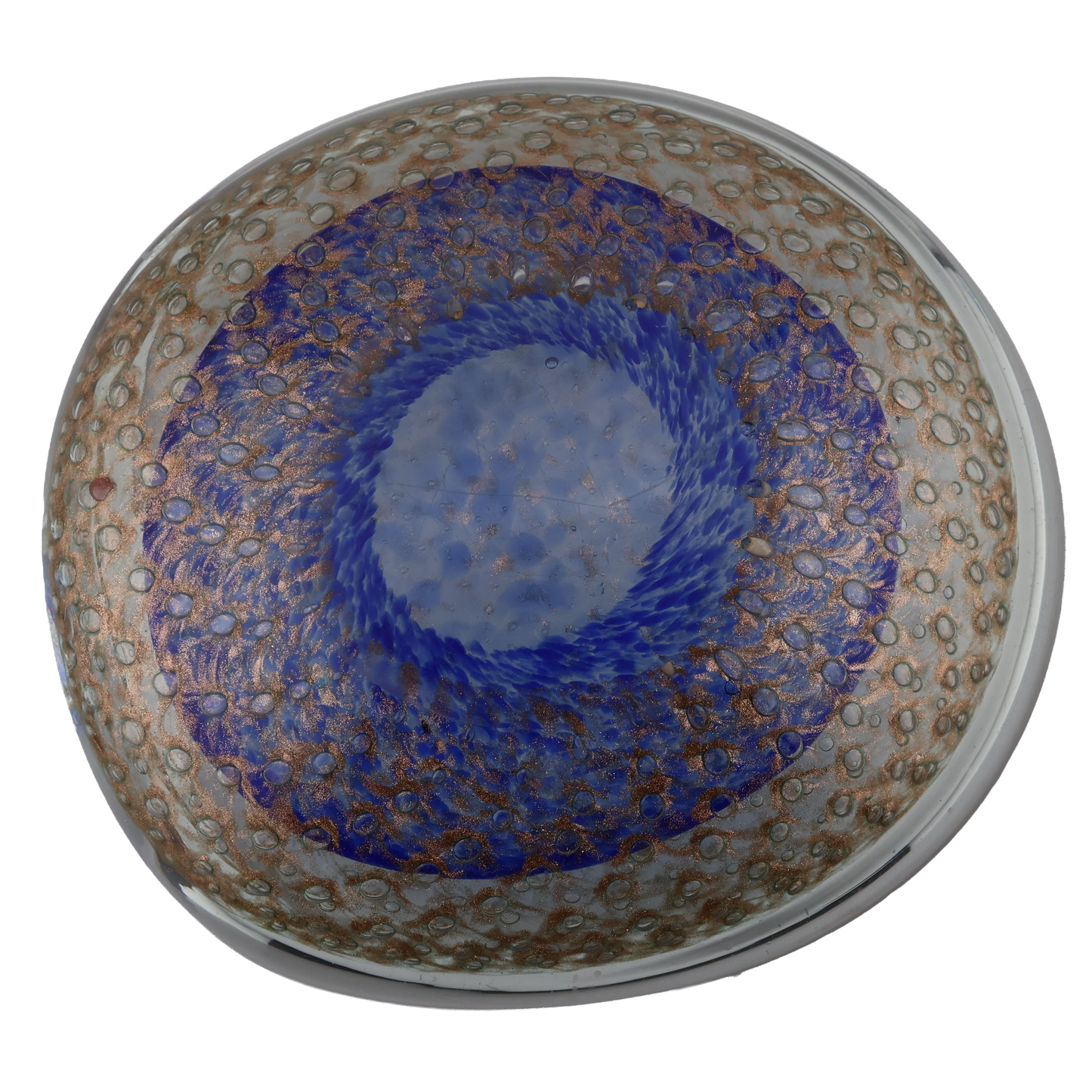 Vintage Blue and Gold Fleck Art Glass Bowl