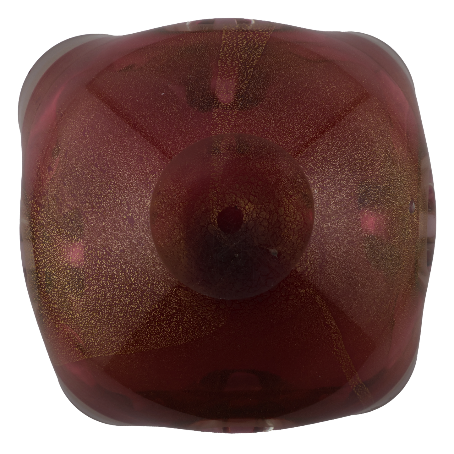 Vintage Murano Cranberry Red Sommerso Art Glass Ruffled Bowl