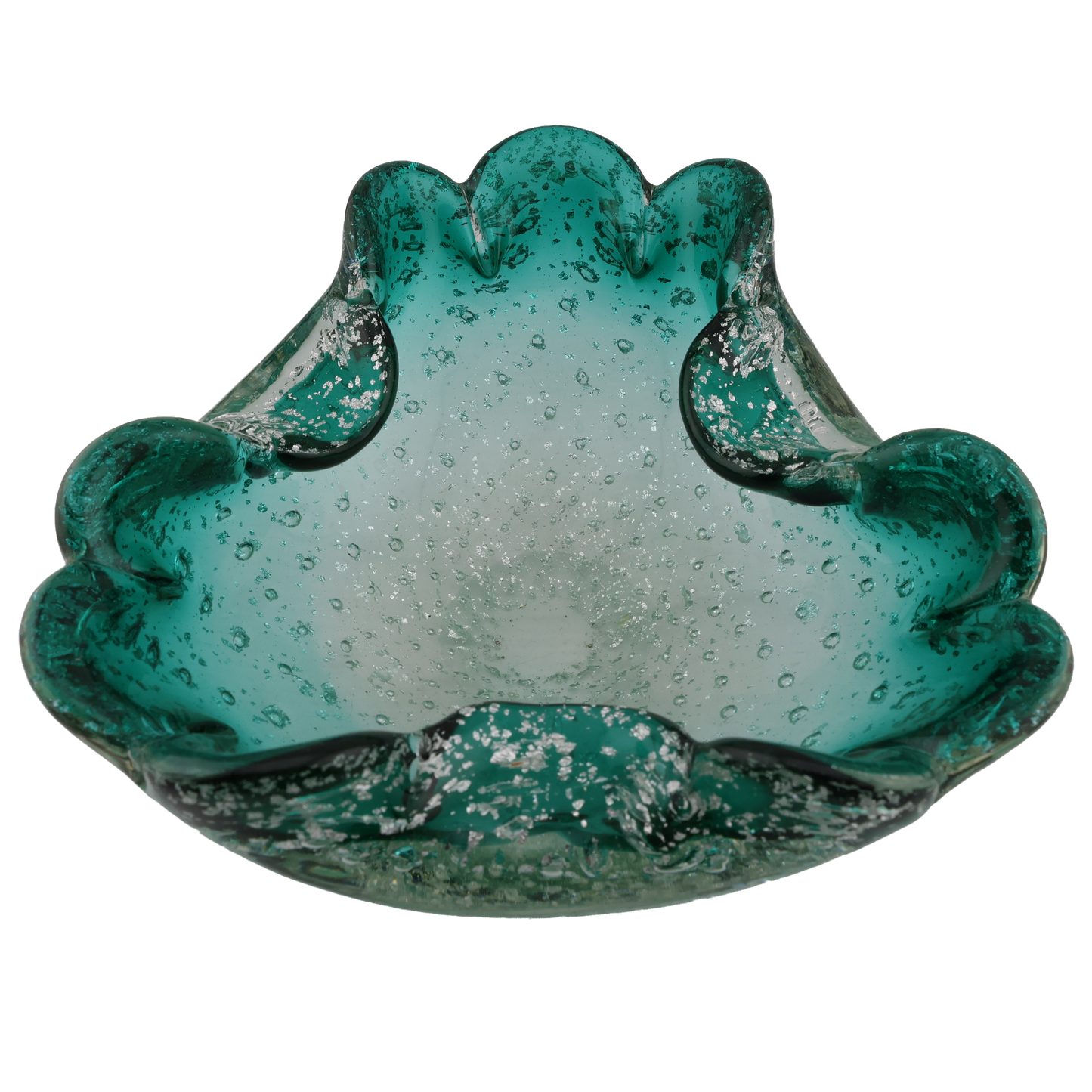 Vintage Murano Bullicante Art Glass Bowl with Metallic Inclusions