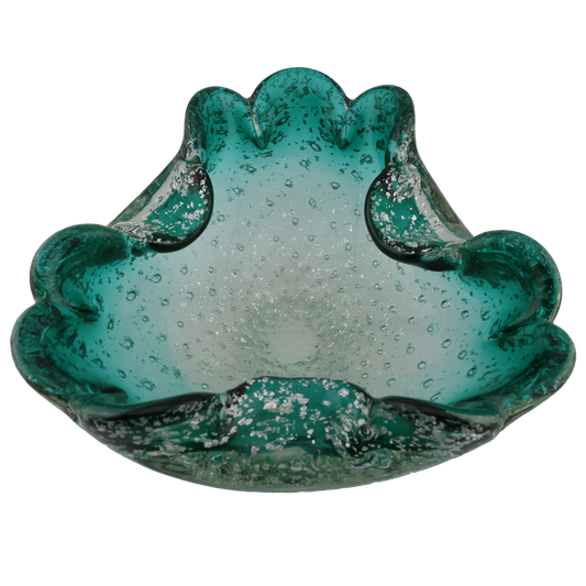 Vintage Murano Bullicante Art Glass Bowl with Metallic Inclusions