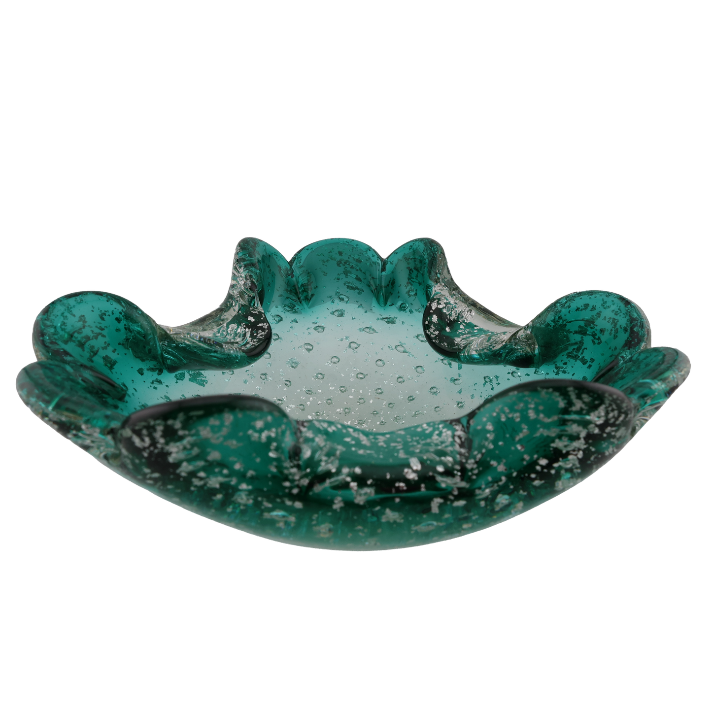 Vintage Murano Bullicante Art Glass Bowl with Metallic Inclusions