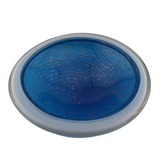 Vintage Murano Blue and White Art Glass Bowl