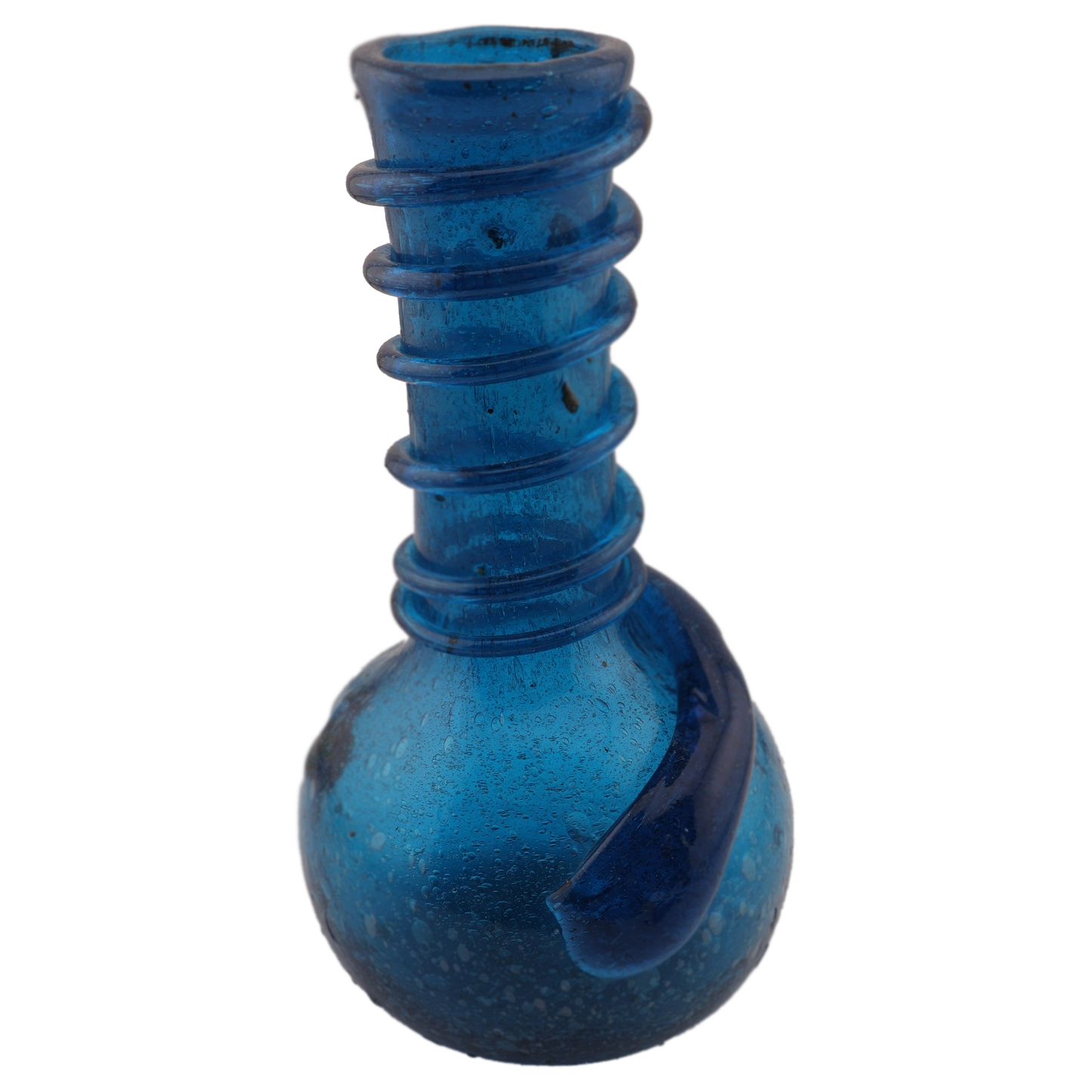 Mid-Century Cobalt Blue Glass Vase with Applied Coil