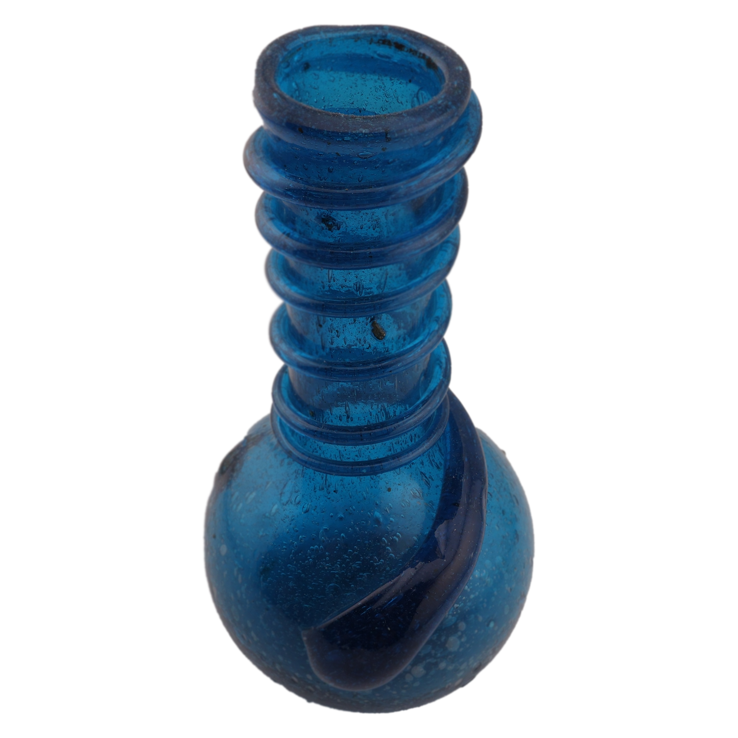 Mid-Century Cobalt Blue Glass Vase with Applied Coil