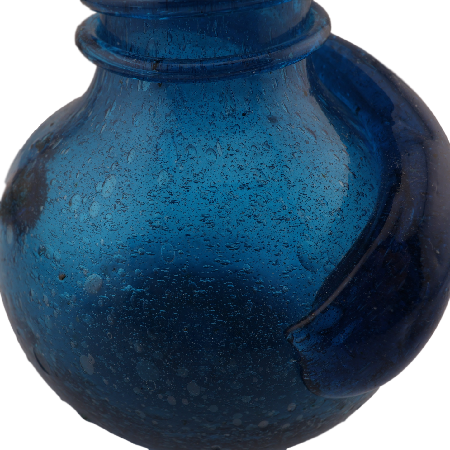 Mid-Century Cobalt Blue Glass Vase with Applied Coil
