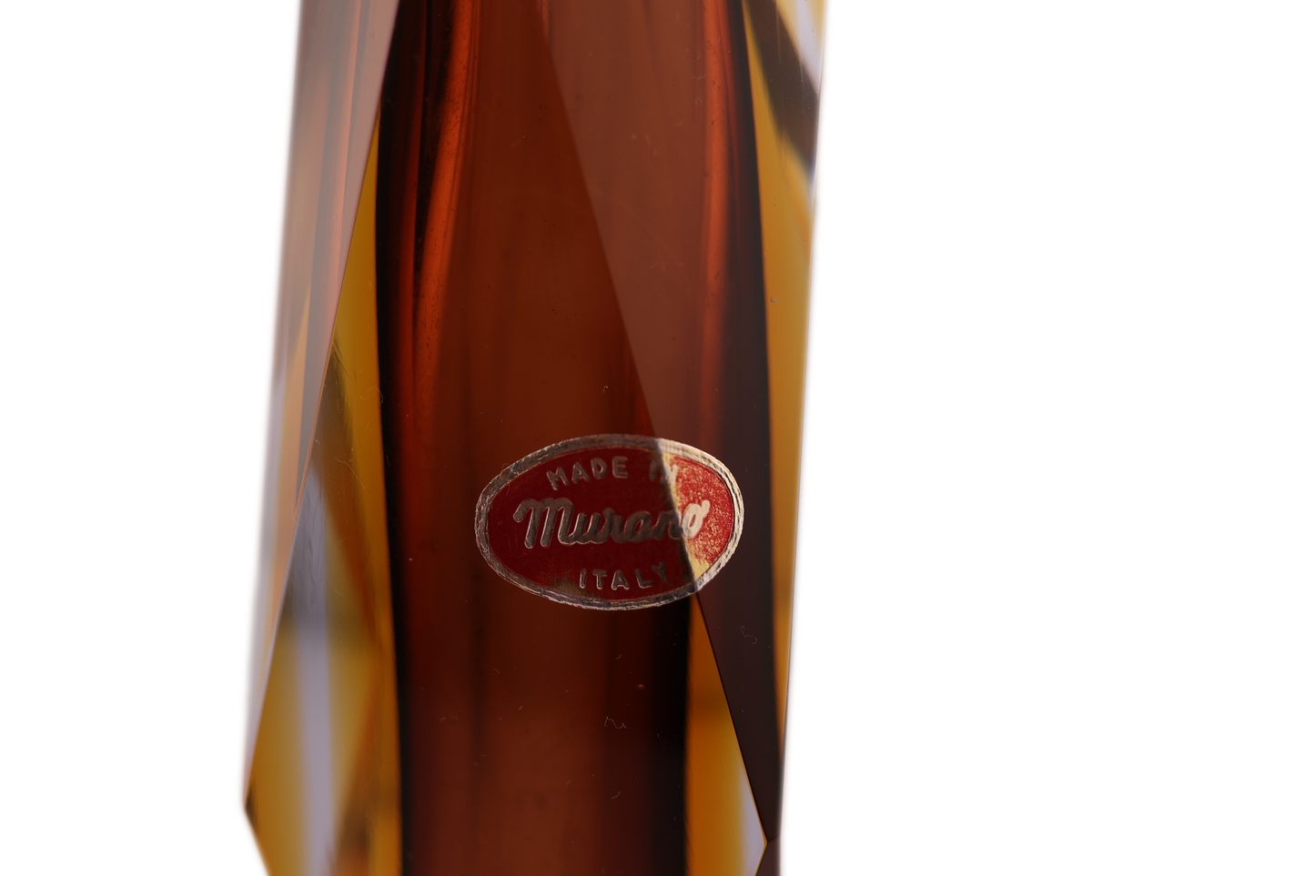 Mid-Century Murano Sommerso Faceted Glass Vase