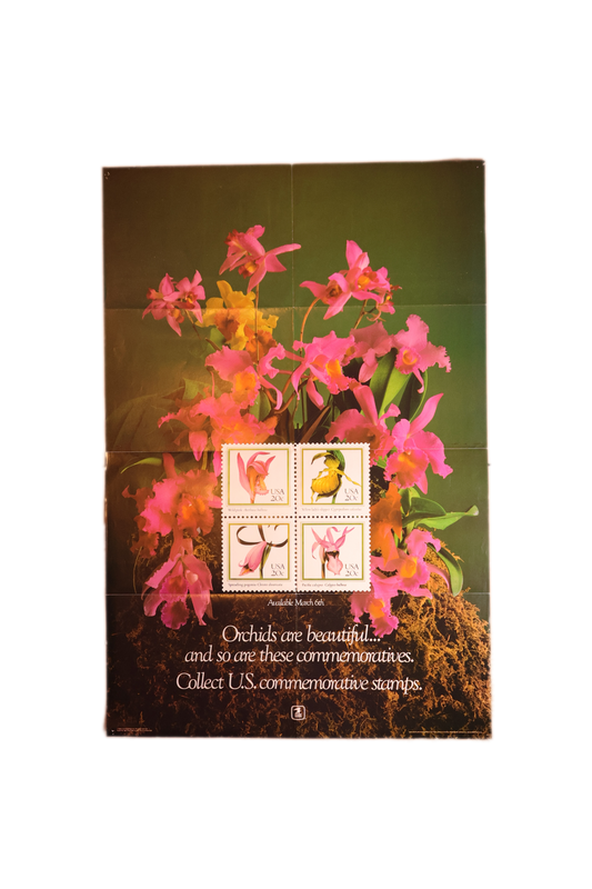 AMERIPEX 86 Orchids Commemorative Stamps Poster 23”x35”